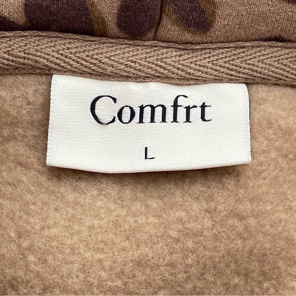 NWOT Comfrt Limited Edition Brown Leopard Minimalist Hoodie Size Large - Picture 11 of 14
